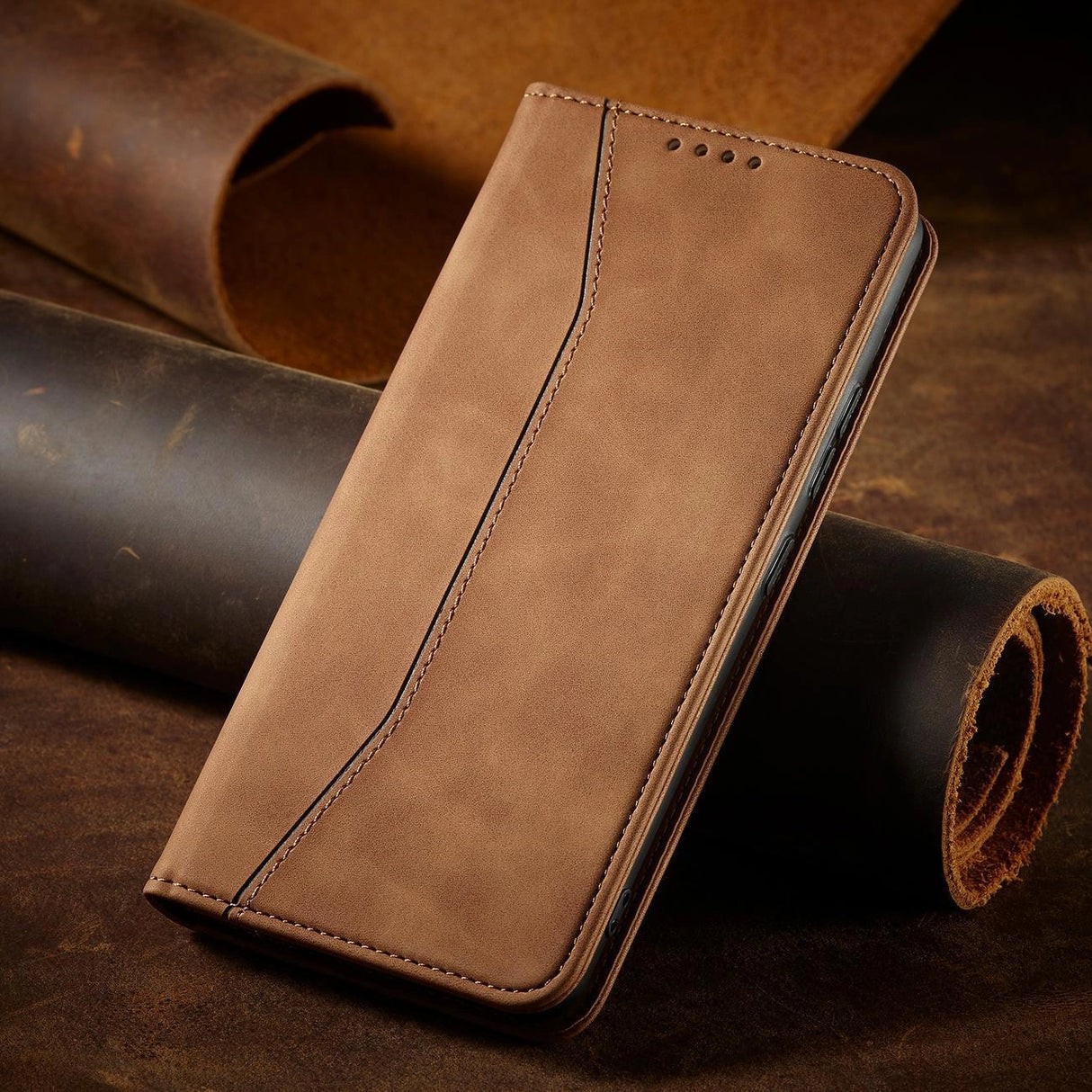 Magnet Fancy Case til Samsung Galaxy S23+ flip cover tegnebog stativ brun