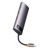 HUB 8in1 Baseus StarJoy USB-C til USB-C PD / 3x USB-A / HDMI / RJ-45 / SD TF - grå