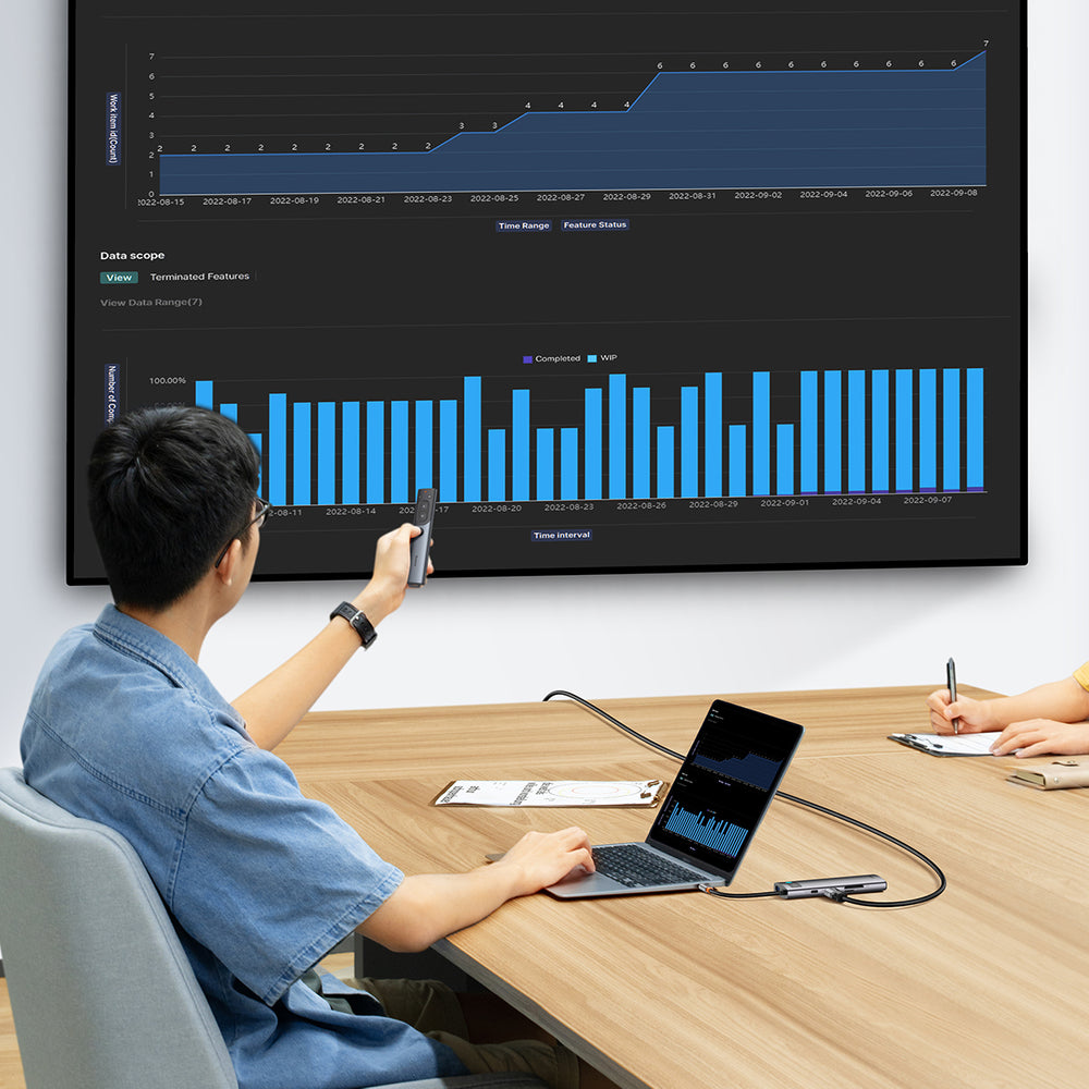 HUB 8in1 Baseus StarJoy USB-C til USB-C PD / 3x USB-A / HDMI / RJ-45 / SD TF - grå