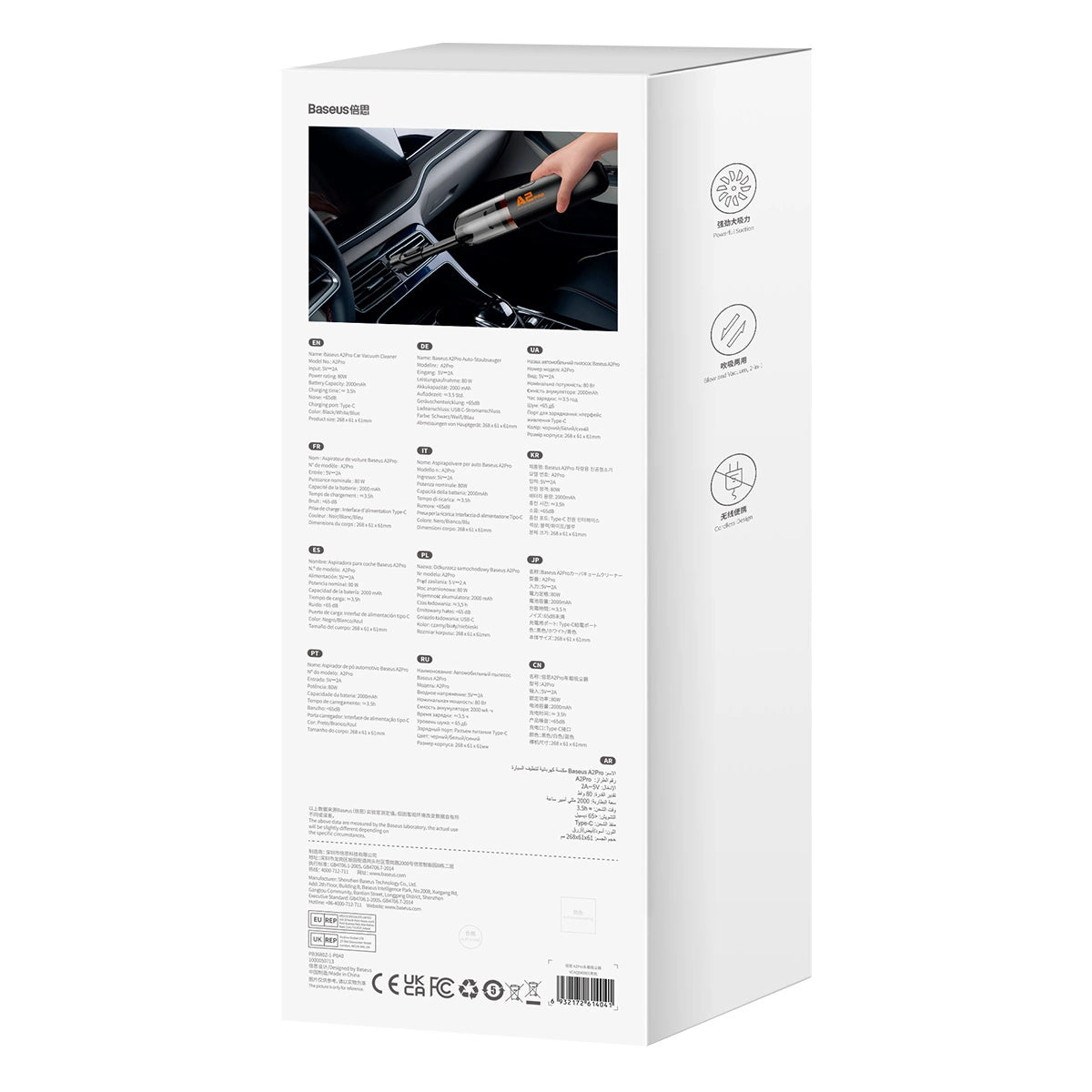 Baseus A2Pro bilstøvsuger 6000Pa 80W sort