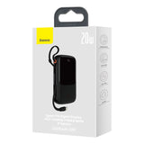 Powerbank 10000mAh 20W Baseus Qpow Pro Overseas Edition + USB C 3A Kabel - sort