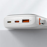 Baseus Qpow Digital Display Power Bank with Fast Charging 10000mAh 20W QC/PD/SCP/FCP with Built-in Lightning Cable White