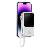 Baseus Qpow Digital Display Power Bank with Fast Charging 10000mAh 20W QC/PD/SCP/FCP with Built-in Lightning Cable White
