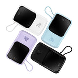Baseus Qpow Digital Display Power Bank med hurtig opladning 10000mAh 20W QC/PD/SCP/FCP med indbygget lynkabel Hvid