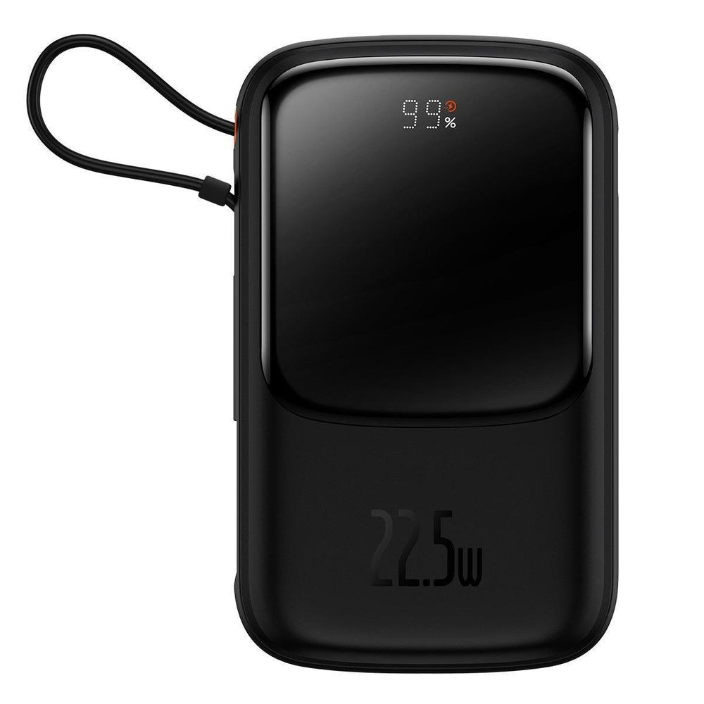 Baseus Qpow Digital Display Fast Charging Power Bank 10000mAh 22.5W QC/PD/SCP/FCP with Built-in USB-C Cable Black