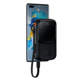 Baseus Qpow Digital Display Fast Charging Power Bank 10000mAh 22.5W QC/PD/SCP/FCP with Built-in USB-C Cable Black