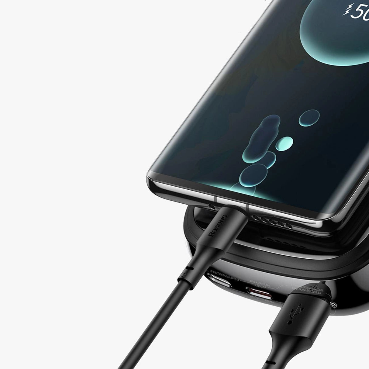 Baseus Qpow Digital Display powerbank med hurtig opladning 10000mAh 22.5W QC/PD/SCP/FCP med indbygget USB-C kabel hvid