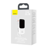 Baseus Qpow Digital Display powerbank med hurtig opladning 10000mAh 22.5W QC/PD/SCP/FCP med indbygget USB-C kabel hvid