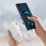 Baseus Qpow Digital Display powerbank med hurtig opladning 20000mAh 22,5W QC / PD / SCP / FCP med indbygget USB-C kabel hvid