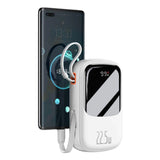 Baseus Qpow Digital Display powerbank med hurtig opladning 20000mAh 22,5W QC / PD / SCP / FCP med indbygget USB-C kabel hvid