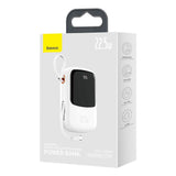 Baseus Qpow Digital Display powerbank med hurtig opladning 20000mAh 22,5W QC / PD / SCP / FCP med indbygget USB-C kabel hvid
