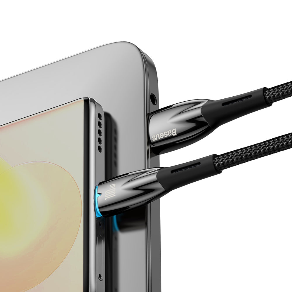 Baseus Glimmer Series Hurtig opladningskabel USB-A - USB-C 100W 480Mbps 1m sort