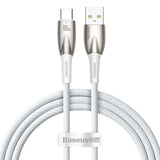 Baseus Glimmer Series hurtigopladningskabel USB-A - USB-C 100W 480Mbps 1m hvid
