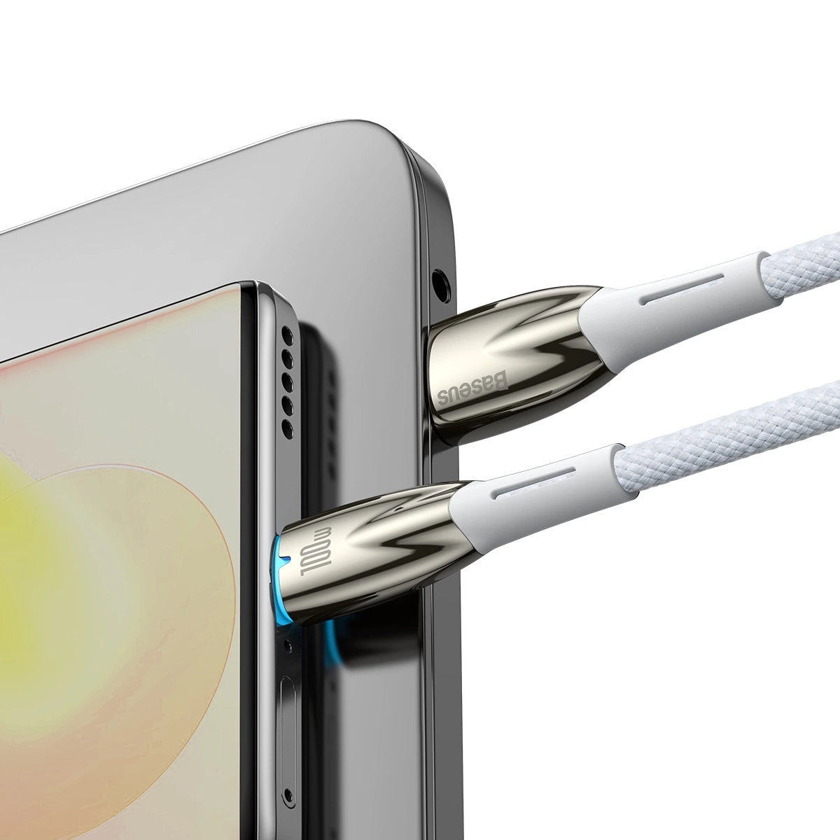 Baseus Glimmer Series hurtigopladningskabel USB-A - USB-C 100W 480Mbps 1m hvid