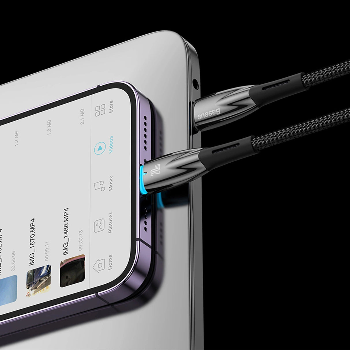 Baseus CADH000802 USB-C - USB-C PD-kabel 100W 5A 480Mb/s 2m - hvid