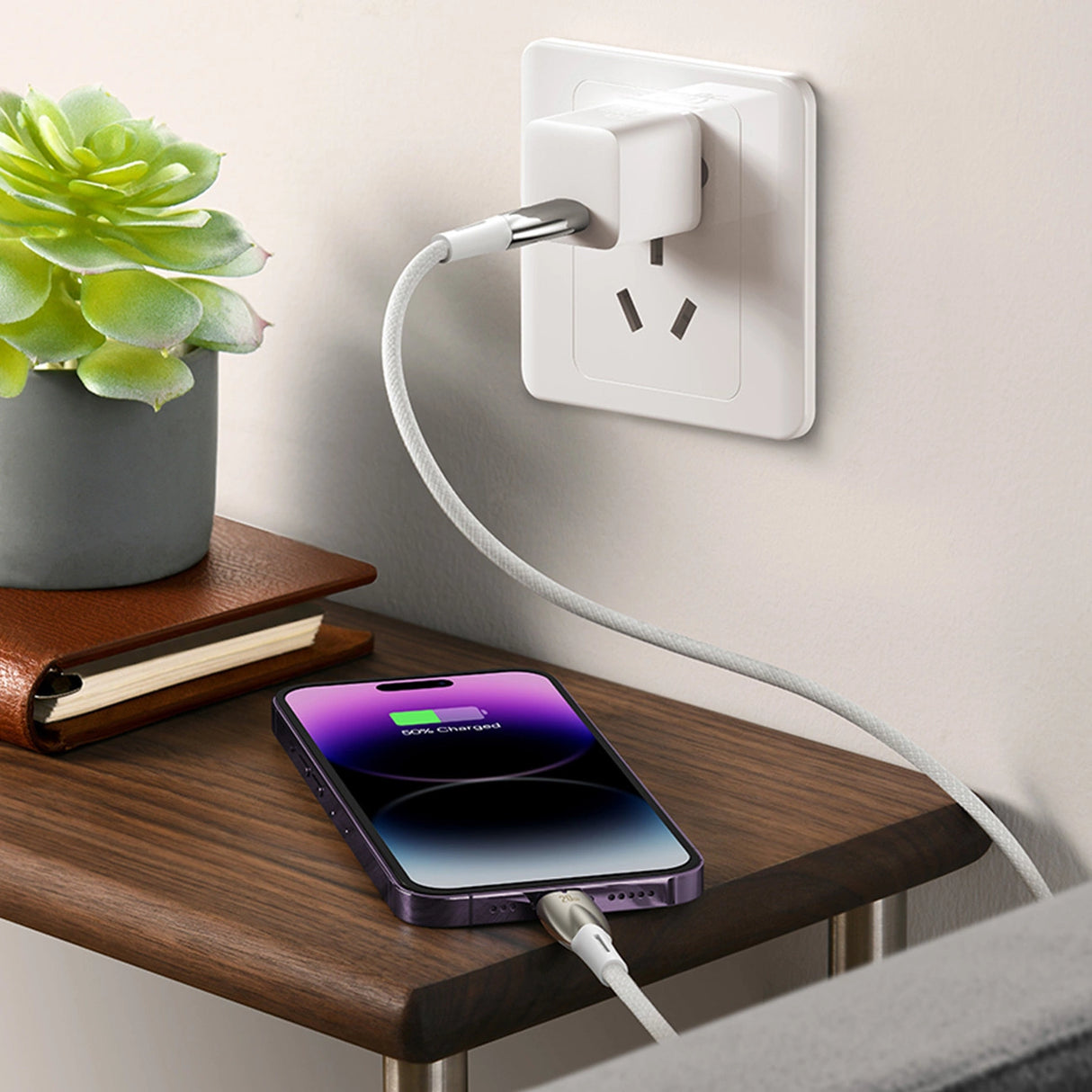 Baseus CADH000802 USB-C - USB-C PD-kabel 100W 5A 480Mb/s 2m - hvid