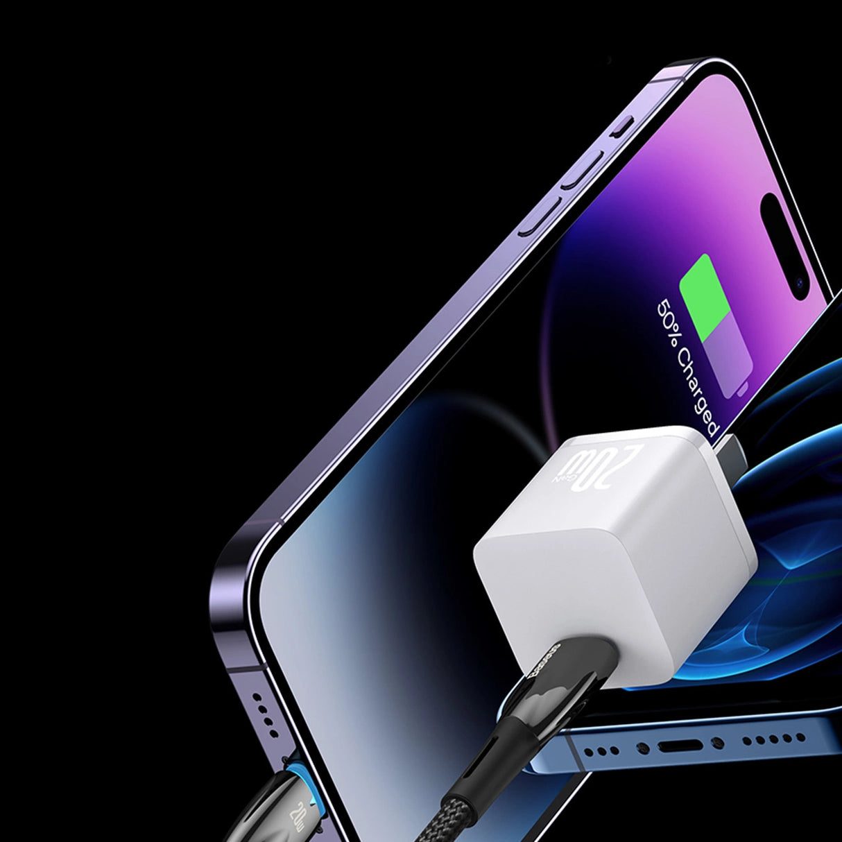 Baseus CADH000802 USB-C - USB-C PD-kabel 100W 5A 480Mb/s 2m - hvid