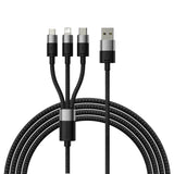 3in1 USB - micro USB / Lightning / USB C 3.5A 1.2m kabel Baseus StarSpeed - sort