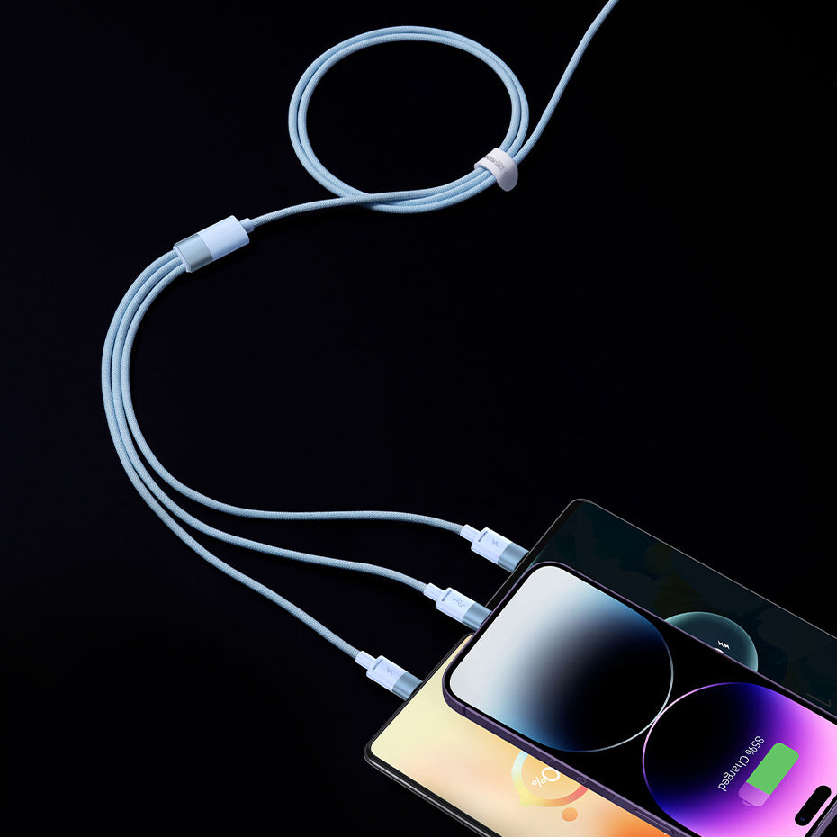 3in1 USB - micro USB / Lightning / USB C 3.5A 1.2m kabel Baseus StarSpeed - sort