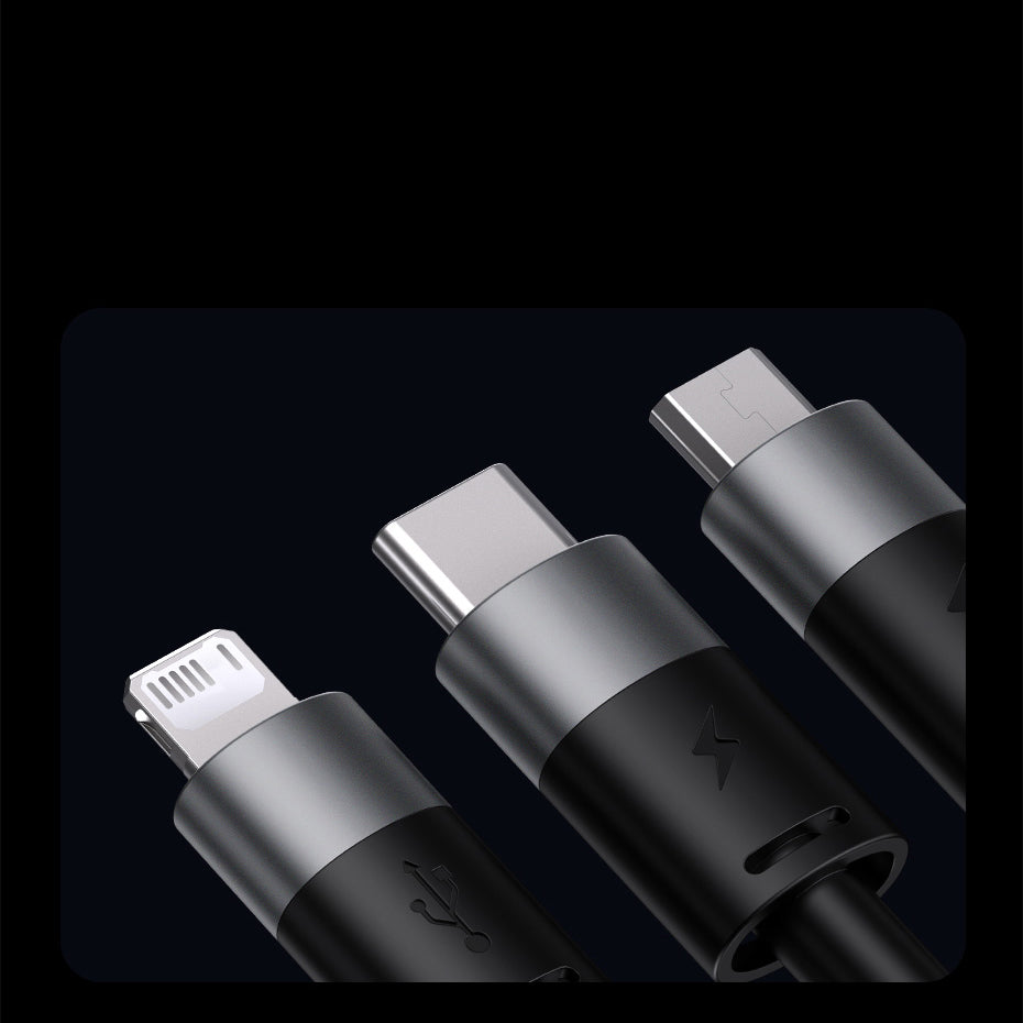 3in1 USB - micro USB / Lightning / USB C 3.5A 1.2m kabel Baseus StarSpeed - sort