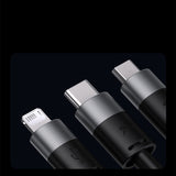 3in1 USB - micro USB / Lightning / USB C 3.5A 1.2m kabel Baseus StarSpeed - sort