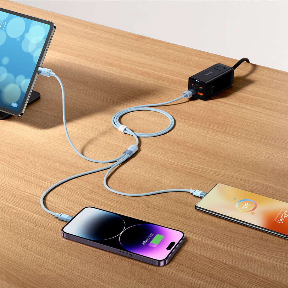 3in1 USB - micro USB / Lightning / USB C 3.5A 1.2m kabel Baseus StarSpeed - sort