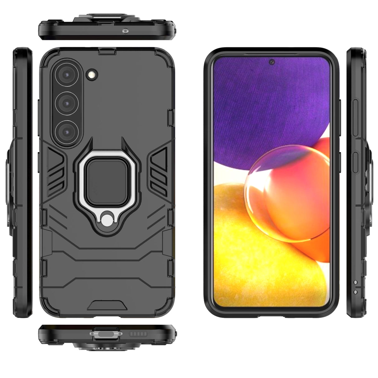 Ring Armor case til Samsung Galaxy S23 pansret cover magnetisk holder ring sort
