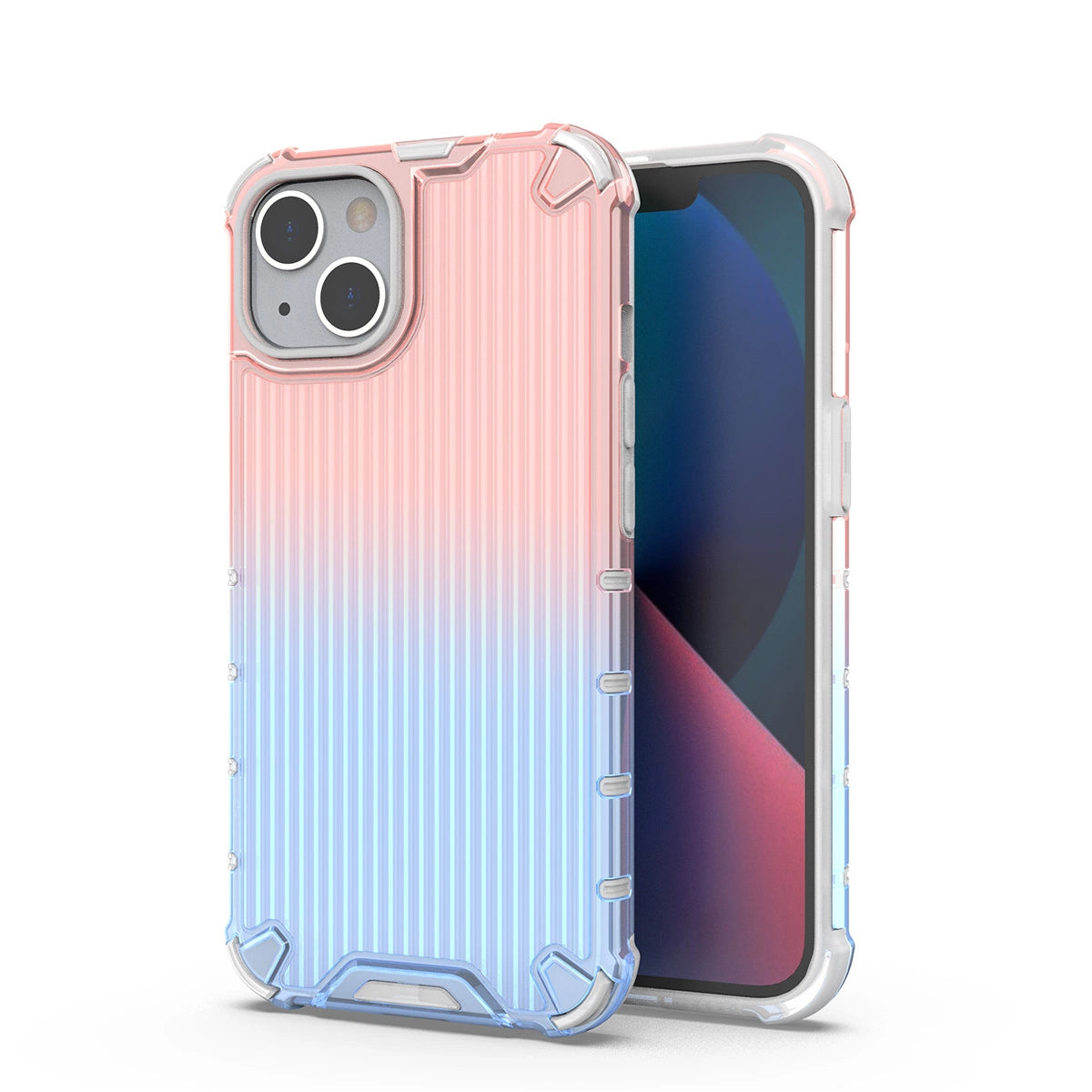 Ombre Protect Case for iPhone 14 lyserød og blå pansret sag