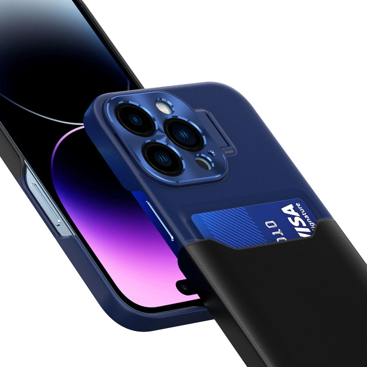 Læder Stand Case til Samsung Galaxy S23 Ultra cover kort tegnebog med stand blå