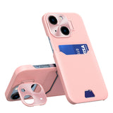 Læder Stand Case til iPhone 14 Plus Card Wallet Cover med Stand Pink