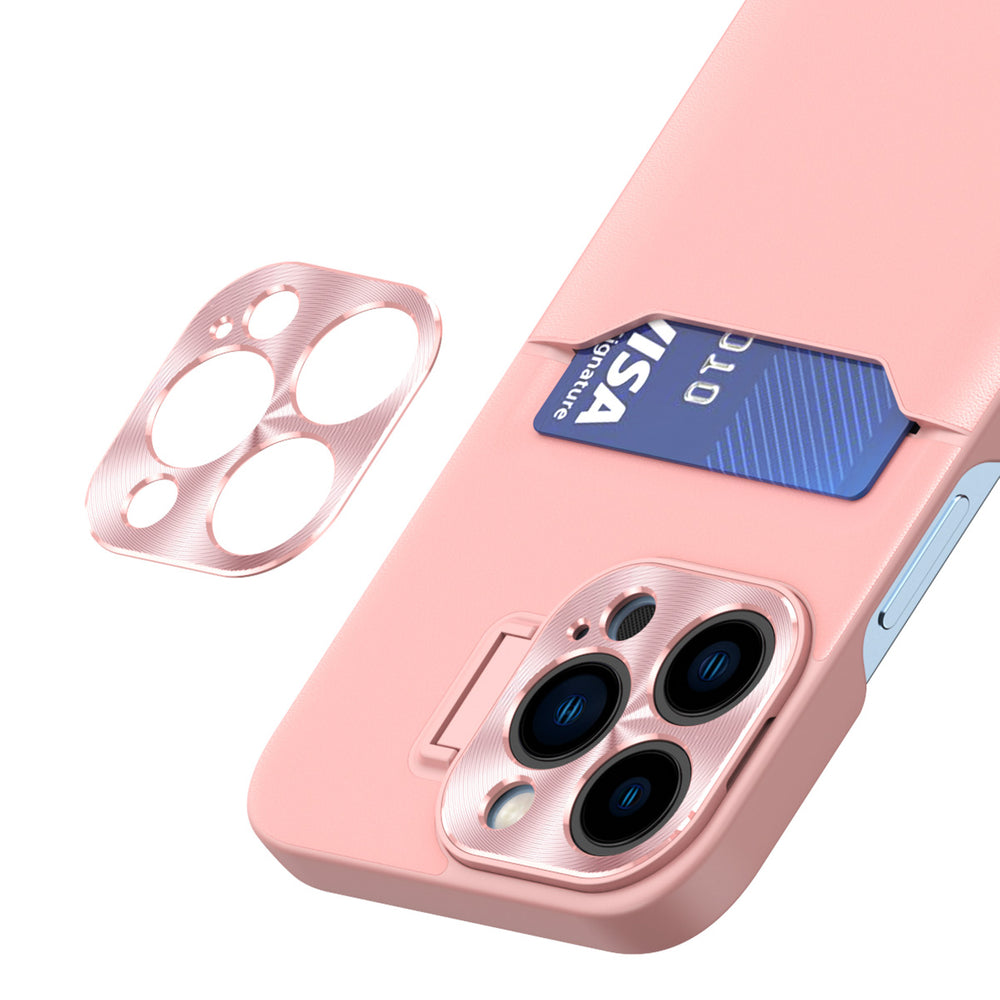 Læder Stand Case til iPhone 14 Plus Card Wallet Cover med Stand Pink