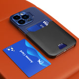 Læder Stand Case Case for iPhone 14 Pro cover kort tegnebog med stand blå