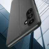 Eco Leather View Case cover til Samsung Galaxy A14 med flip stand blå