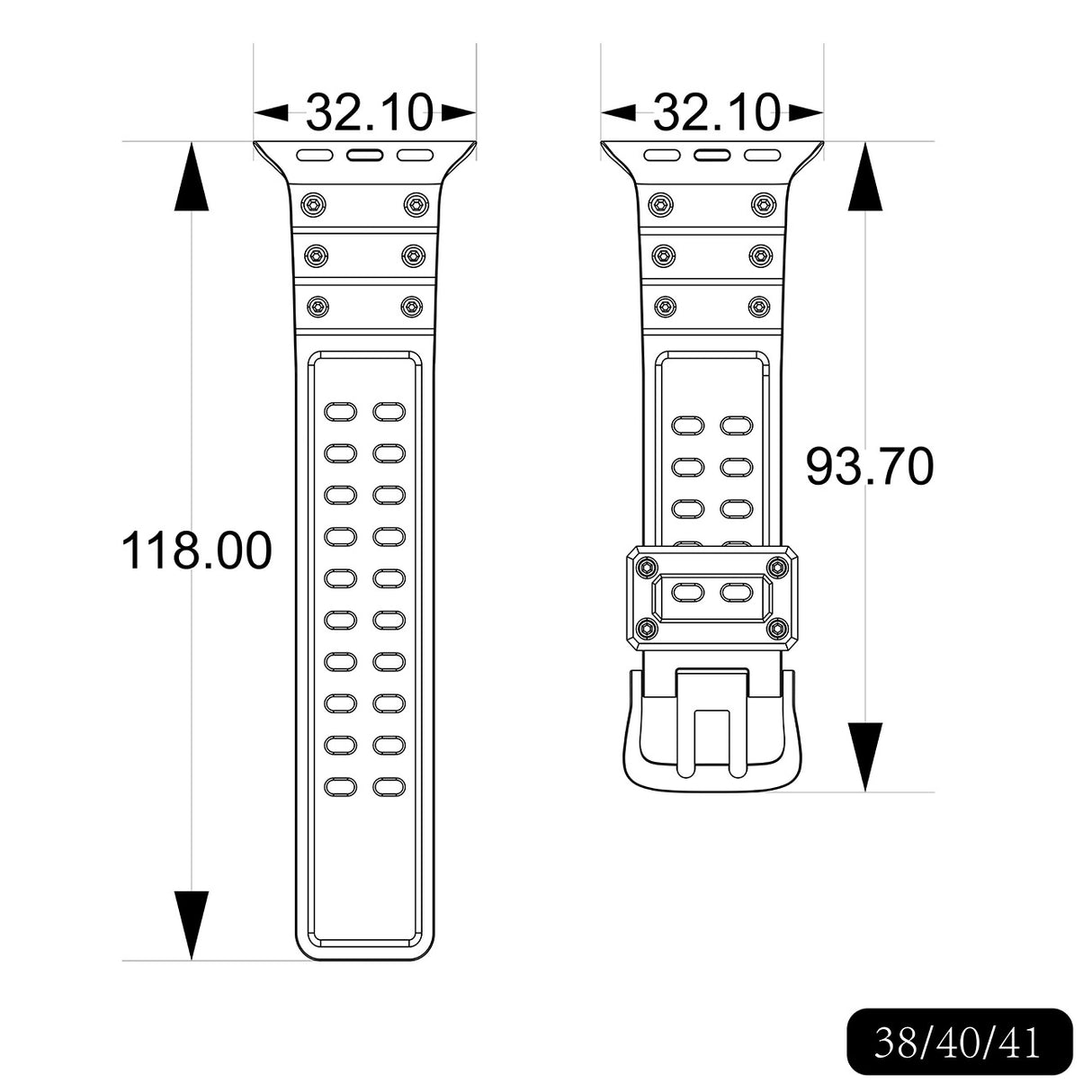 Strap Triple Protection til Apple Watch 38 / 40 / 41 mm band armbånd - gennemsigtig