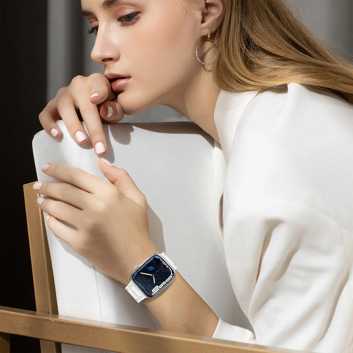 Strap Triple Protection til Apple Watch 42 / 44 / 45 / 49 mm band armbånd - hvid