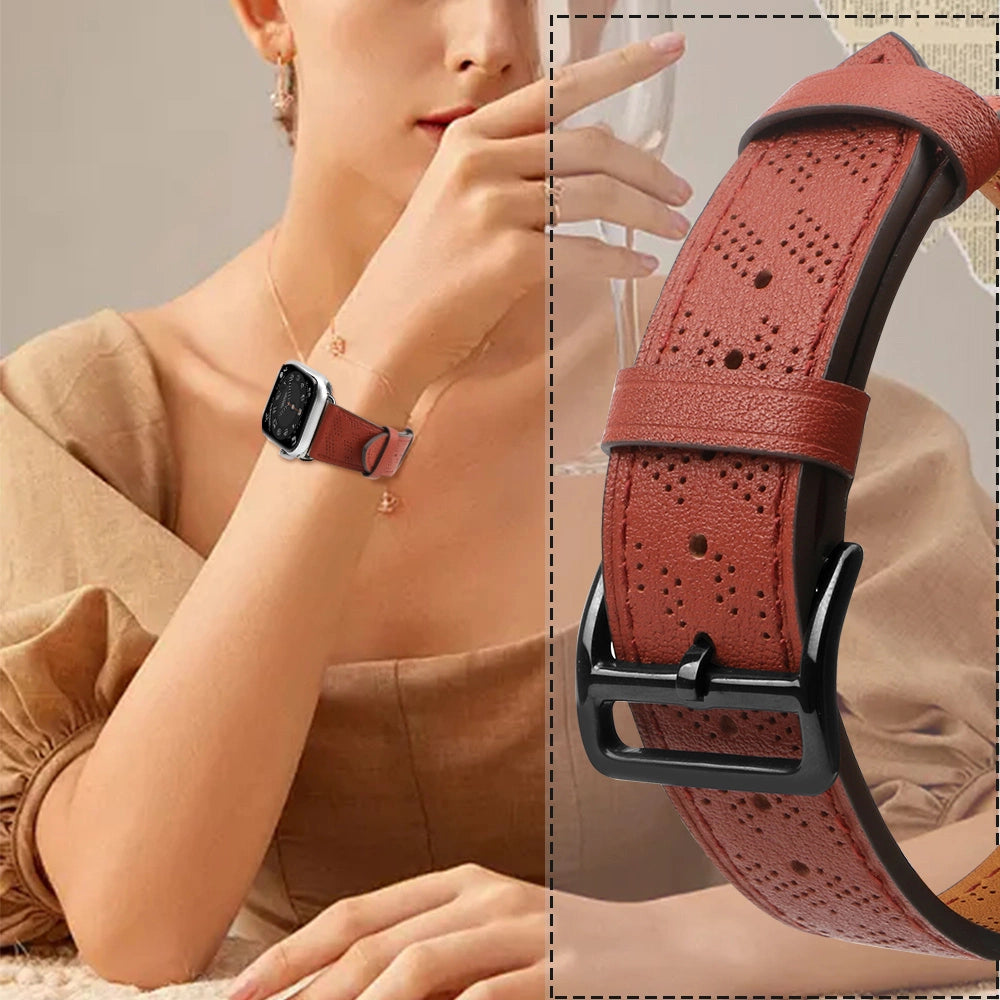 Strap læder til Apple Watch 38 / 40 / 41 mm band armbånd - rød
