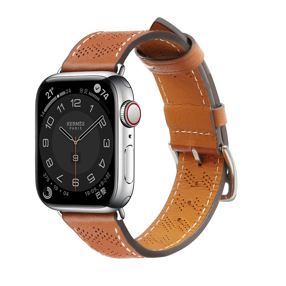 Strap læder til Apple Watch 42 / 44 / 45 / 49 mm band armbånd - brun