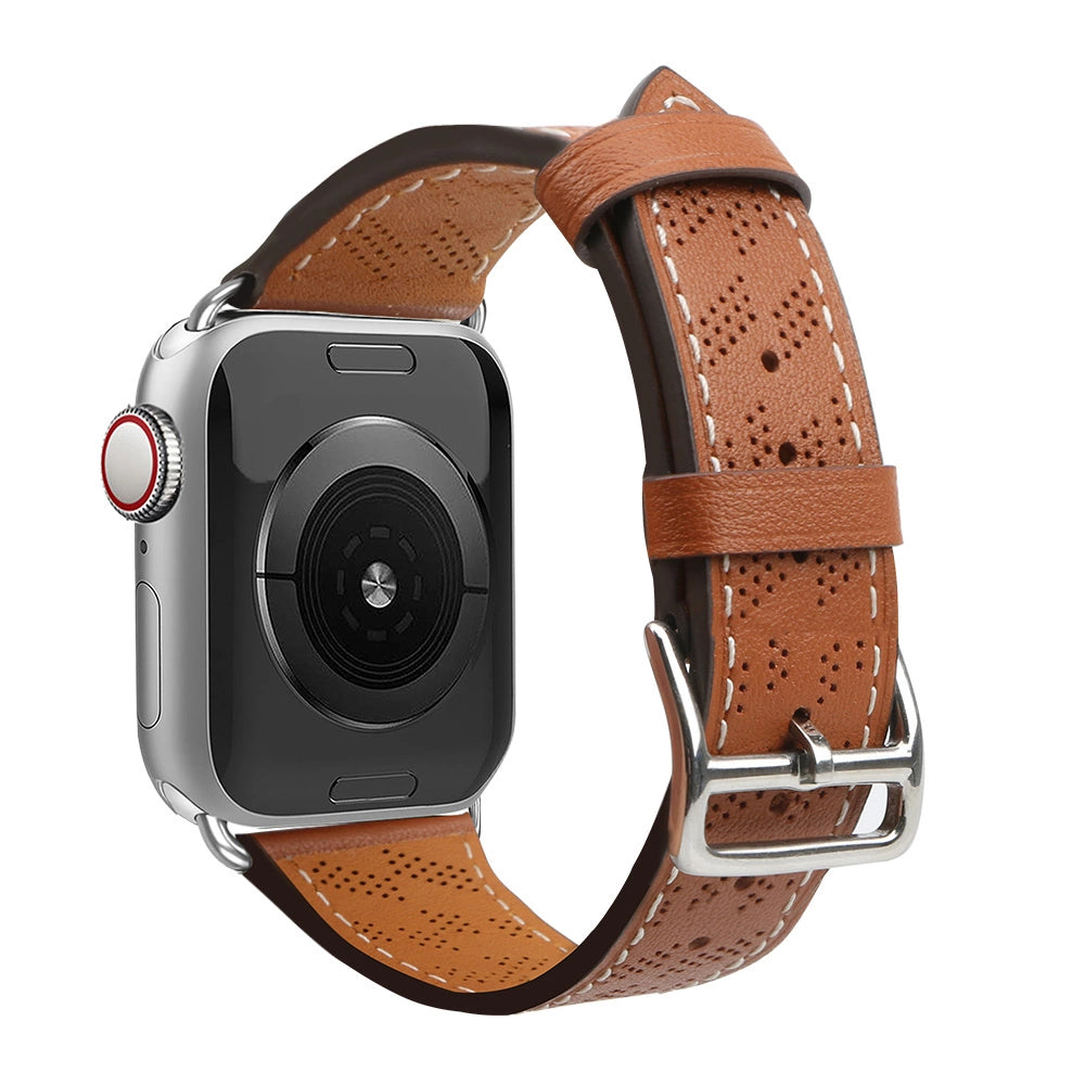 Strap læder til Apple Watch 42 / 44 / 45 / 49 mm band armbånd - brun