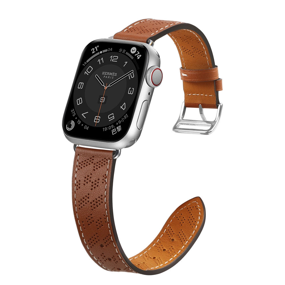 Strap læder til Apple Watch 42 / 44 / 45 / 49 mm band armbånd - brun