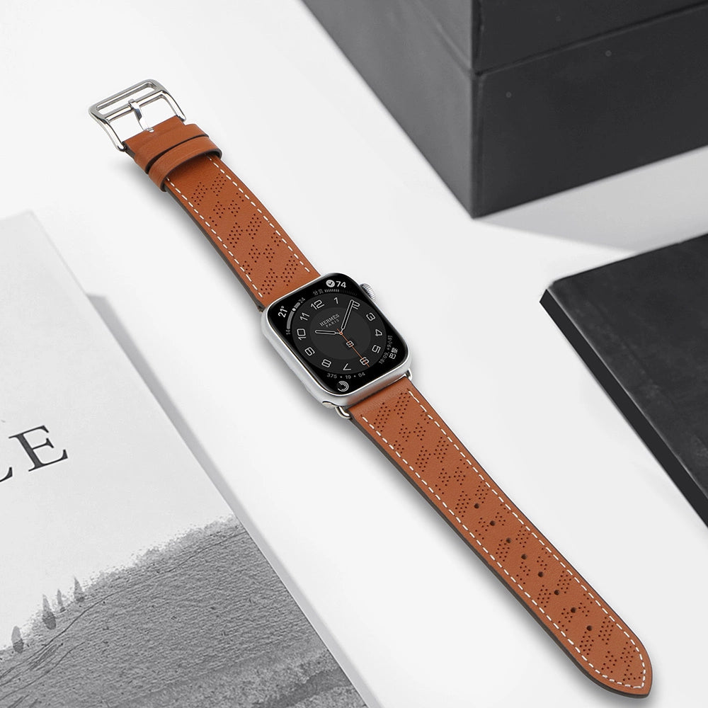 Strap læder til Apple Watch 42 / 44 / 45 / 49 mm band armbånd - brun