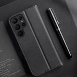 Dux Ducis Hivo case Samsung Galaxy S23+ flip case tegnebog stativ RFID blocker sort