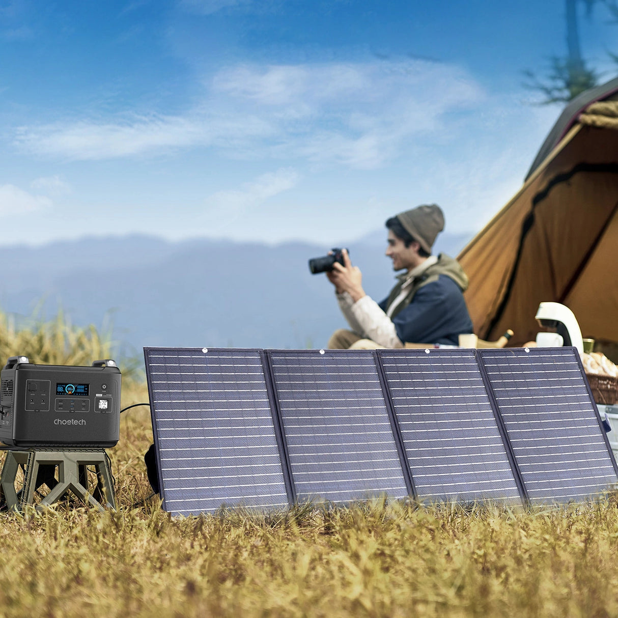 Choetech SC010 solopladning til turister, foldbar, 160W - sort