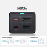 Baseus fast charger GaN5 Pro HUB HDMI 2 x USB-C / USB-A / HDMI 4K 30Hz 1.5m black + USB-C cable - USB-C 100W 40Gb/s (USB4) 1m (CCGP110201)