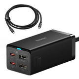 Baseus hurtigoplader GaN5 Pro HUB HDMI 2 x USB-C / USB-A / HDMI 4K 30Hz 1,5m sort + USB-C kabel - USB-C 100W 40Gb / s (USB4) 1m (CCGP110201)