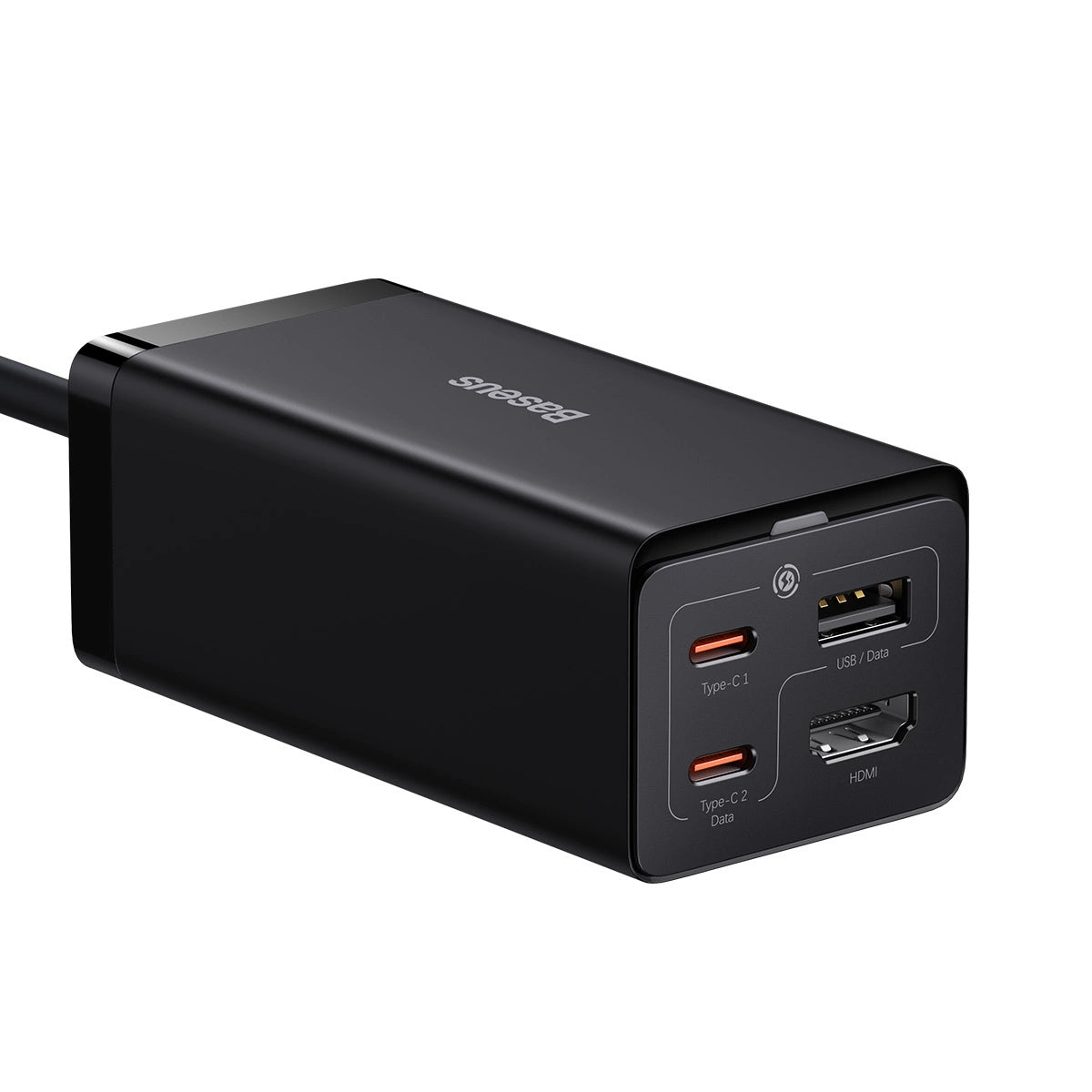 Baseus hurtigoplader GaN5 Pro HUB HDMI 2 x USB-C / USB-A / HDMI 4K 30Hz 1,5m sort + USB-C kabel - USB-C 100W 40Gb / s (USB4) 1m (CCGP110201)