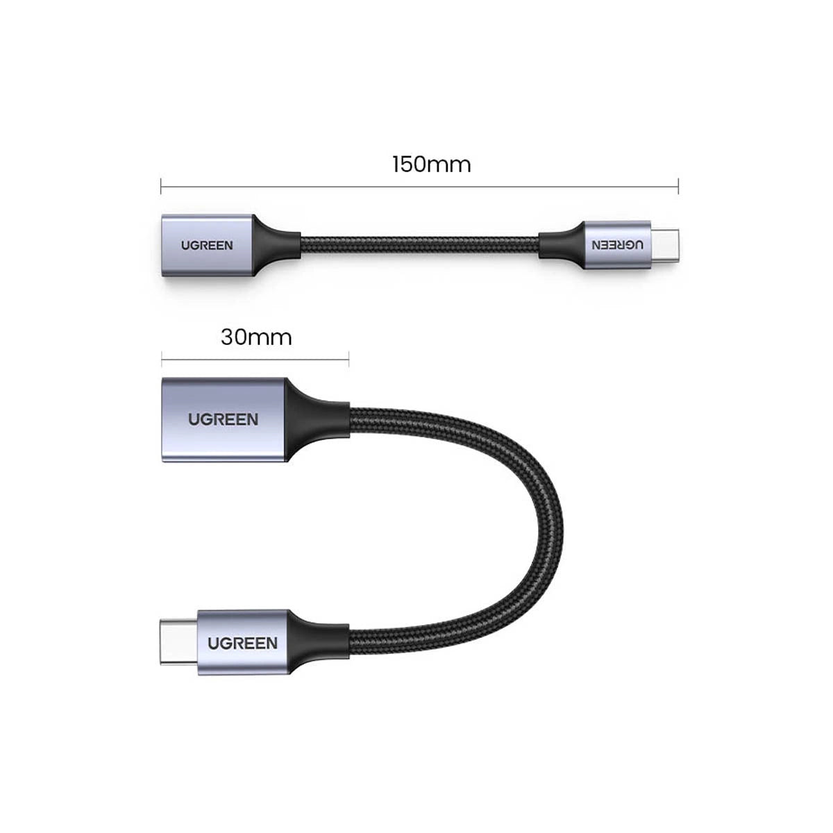 Ugreen OTG adapter kabel USB-C (mandlig) - USB-A (kvindelig) 5Gb/s 0,15m sort (US378)