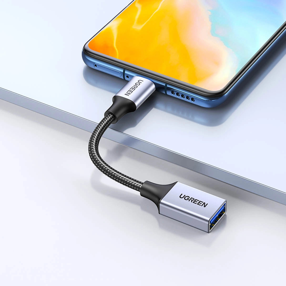 Ugreen OTG adapter kabel USB-C (mandlig) - USB-A (kvindelig) 5Gb/s 0,15m sort (US378)