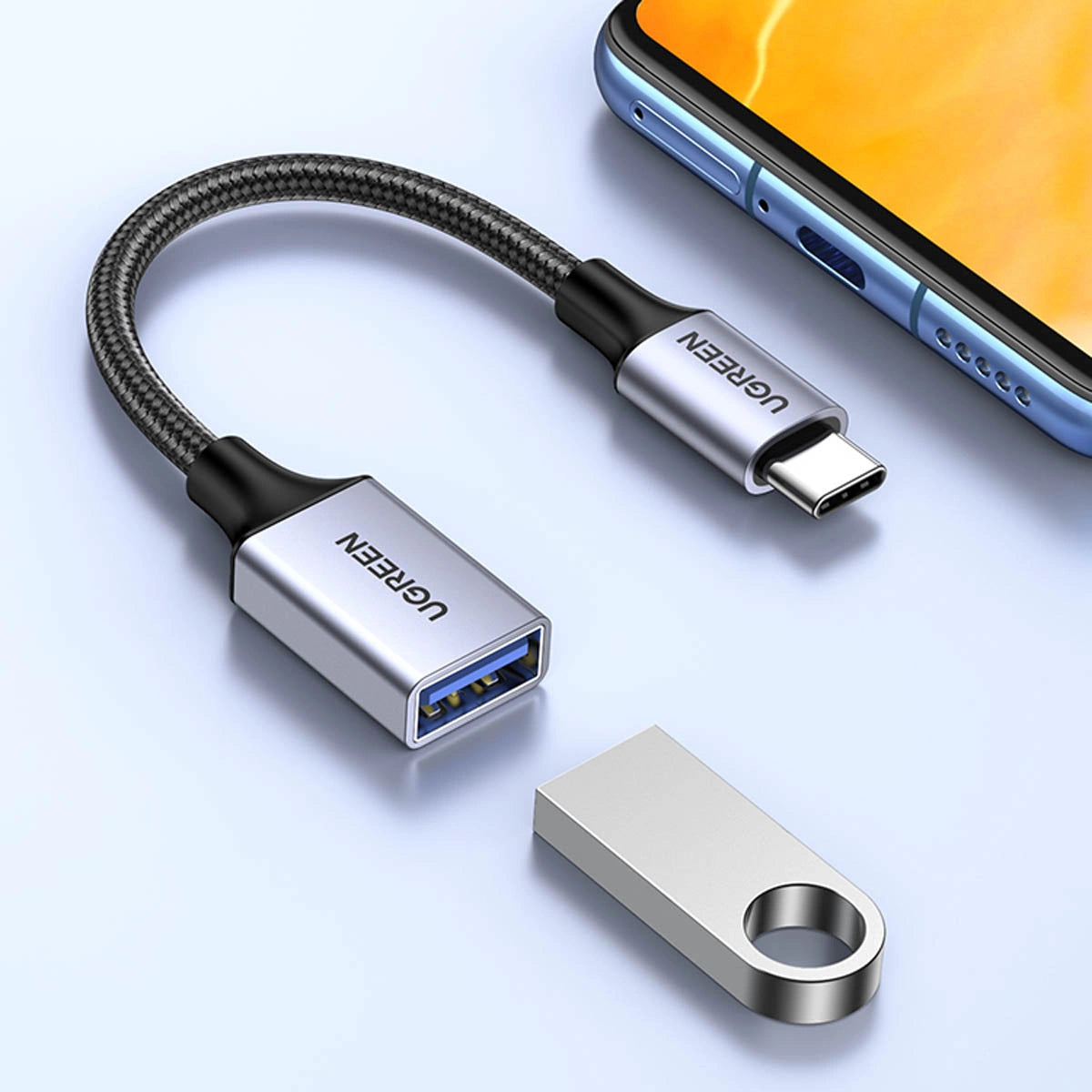 Ugreen OTG adapter kabel USB-C (mandlig) - USB-A (kvindelig) 5Gb/s 0,15m sort (US378)