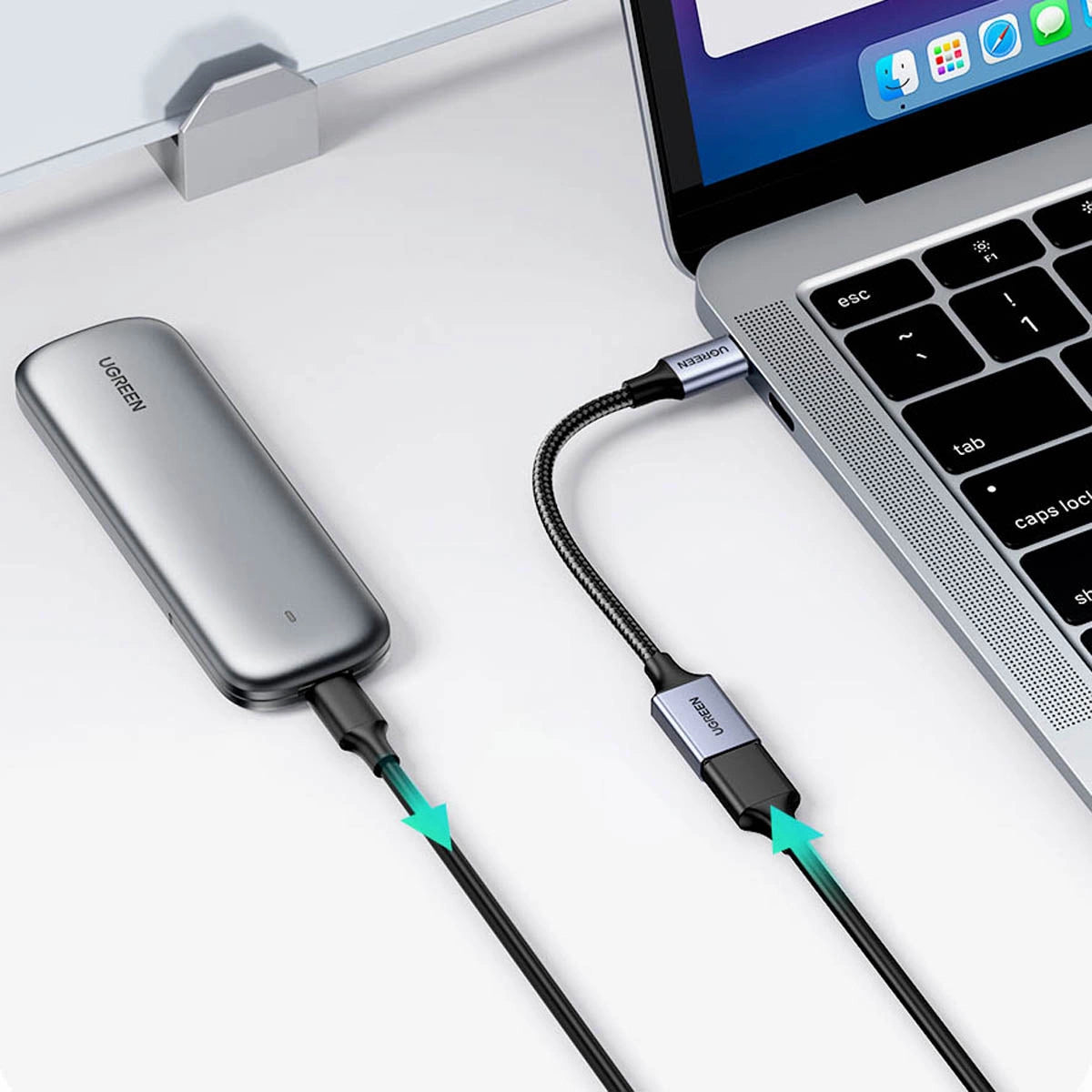 Ugreen OTG adapter kabel USB-C (mandlig) - USB-A (kvindelig) 5Gb/s 0,15m sort (US378)