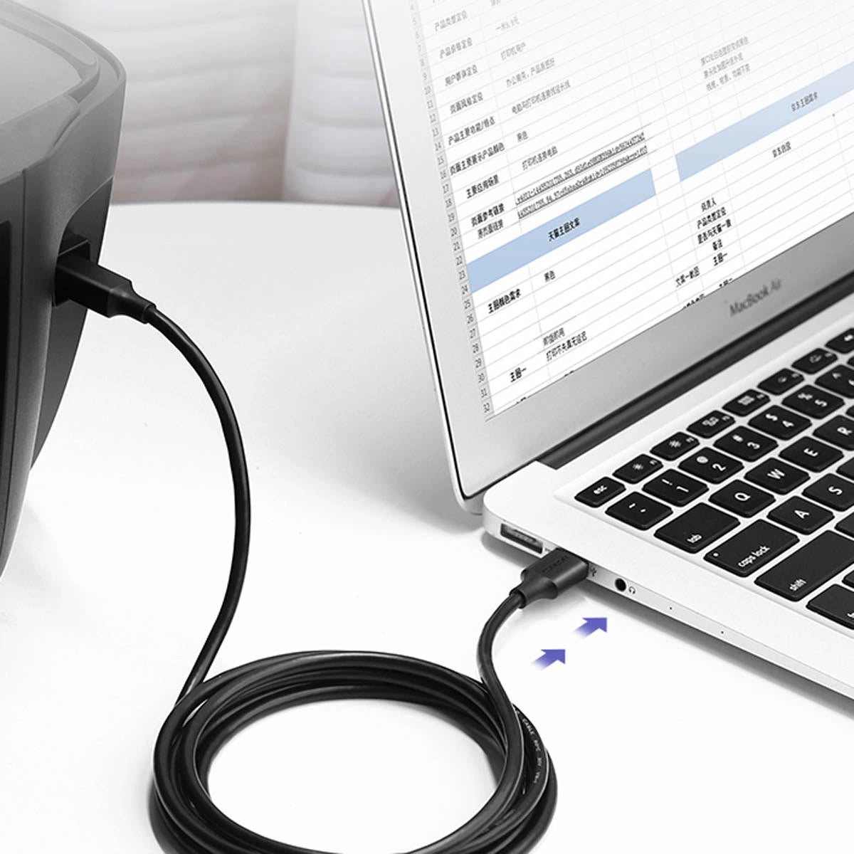 Ugreen printer kabel USB-A - USB-B 480Mb/s 5m sort (US135)